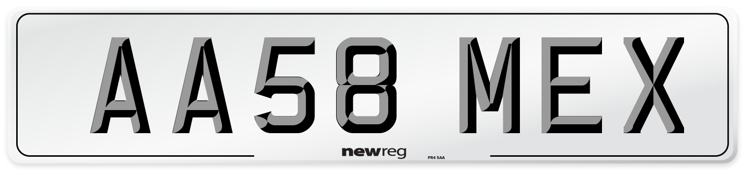 AA58 MEX Number Plate from New Reg